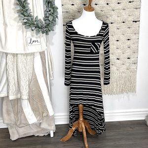 Lani California black striped high low dress size M